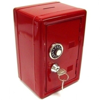Копилка сейф с ключом красная металл