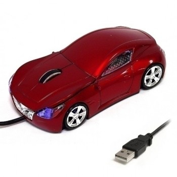 Мышь для ПК в виде гоночного авто красная А25